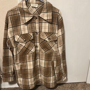 Plaid Brown and Cream Women's Jacket